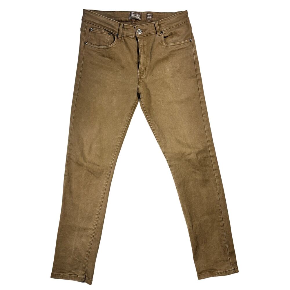 Stitches & Rivets Pants Mens 32 x 30 Brown Premium Stretch Twill Slim Straight